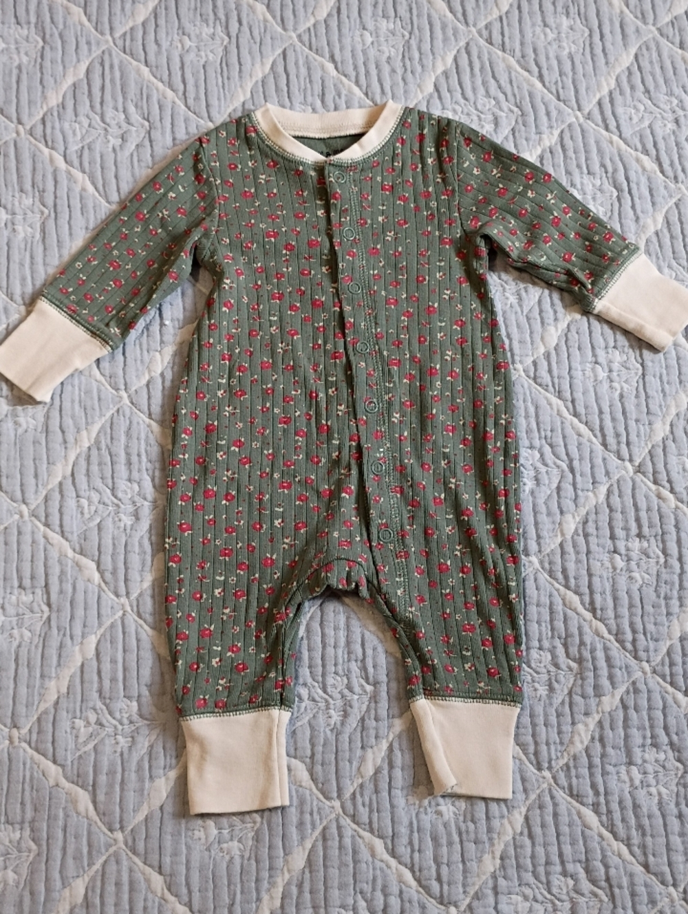 Fin & Vince Jardin Floral Ribbed Jumpsuit 3-6 Months EUC